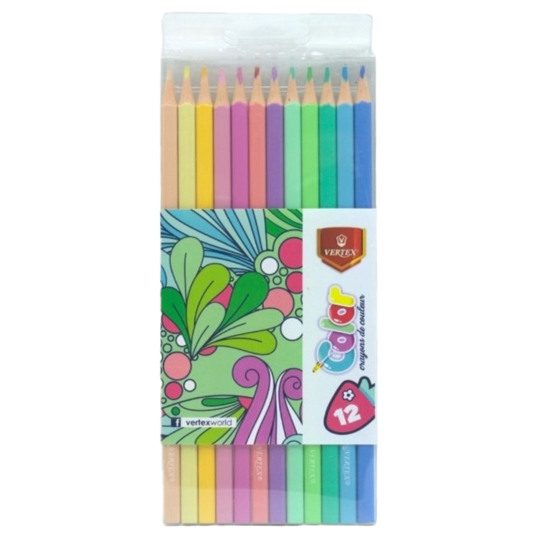 Crayons de couleurs de 12 pastel Vertex vs-0466