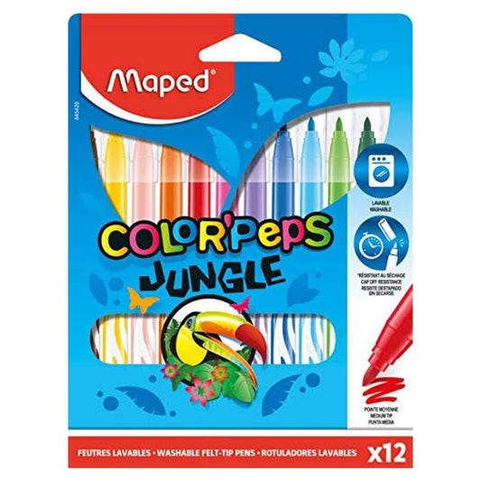 Feutres couleurs de 12 Maped jungle 845420