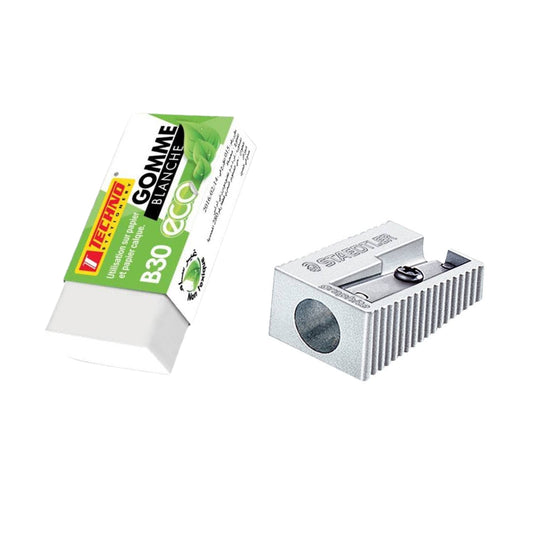 Gomme + Taille crayon métallique