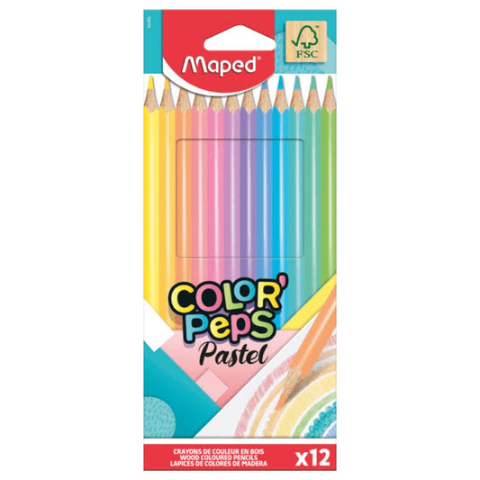 Crayons de couleurs de 12 pastel Maped 832069