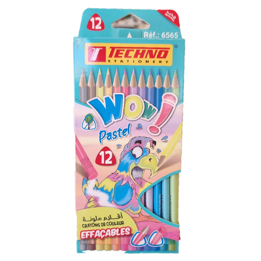 Crayons de couleurs de 12 avec gomme Techno 6565