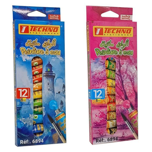 Peinture à eau tubes de 12 Techno 6894